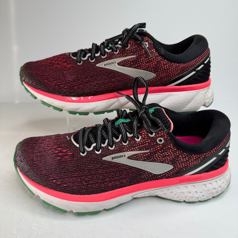 Brooks Ghost 11 Womens Running Shoes Burgundy Pink Black 1202771B017 Size 9